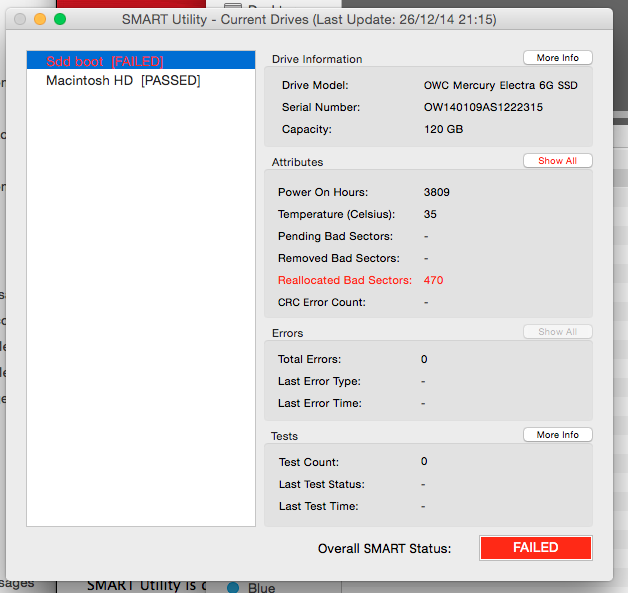 SSD Boot drive of my Mac Mini broke after 8 months: OWC 120Gb Mercury Electra 6g